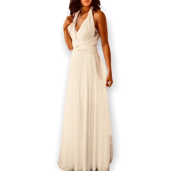 New Twobirds x BHLDN Ginger Convertible Sz B / Fits 14 - 24 Ivory Maxi Wedding - Picture 7 of 17